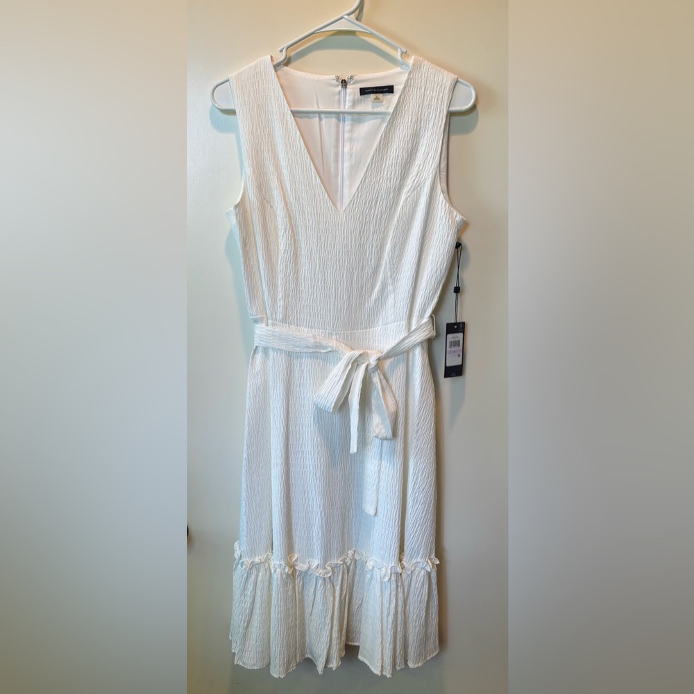 Tommy Hilfiger White Sleeveless V-Neck Midi Dress